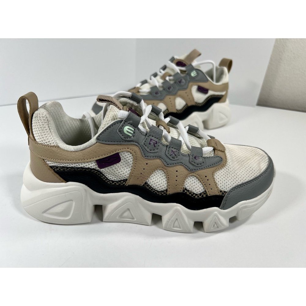 Erke Womens Sneakers Shoes Gray 52120114132 Walking Lace Up Breathable 7.5M